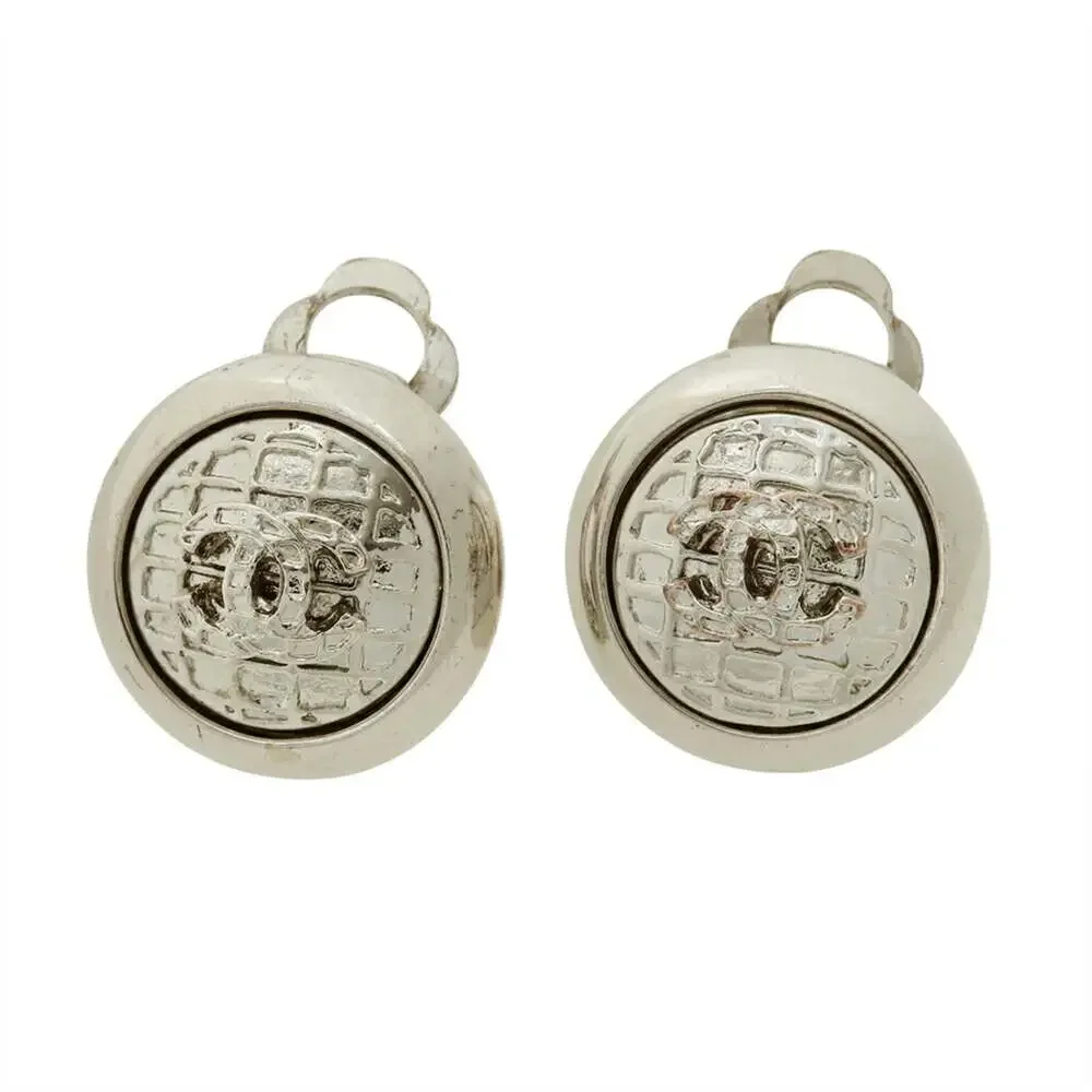 Chanel Cc Logo Clip-On Earrings Silver- #256892C55B